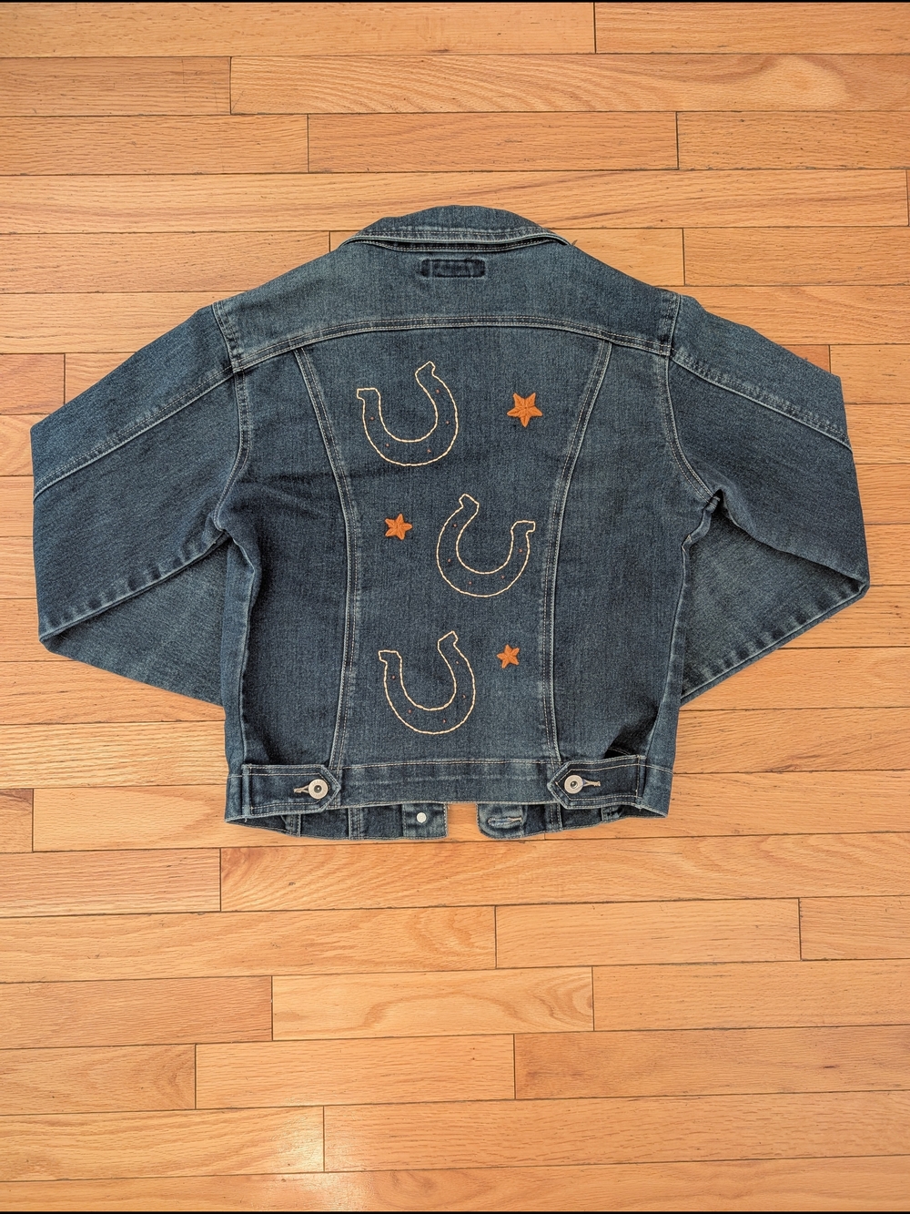 Western Denim Jacket with Horseshoe Embroidery